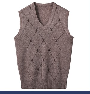Wholesale agent spring and autumn new V-neck blended wool vest casual dad suit back sweater waistcoat