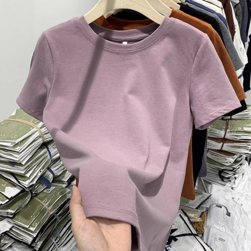 女性のための右肩半袖 T シャツ 2025 夏の新しいルーズインナー多用途ラウンドネック T シャツ薄いトップ|undefined