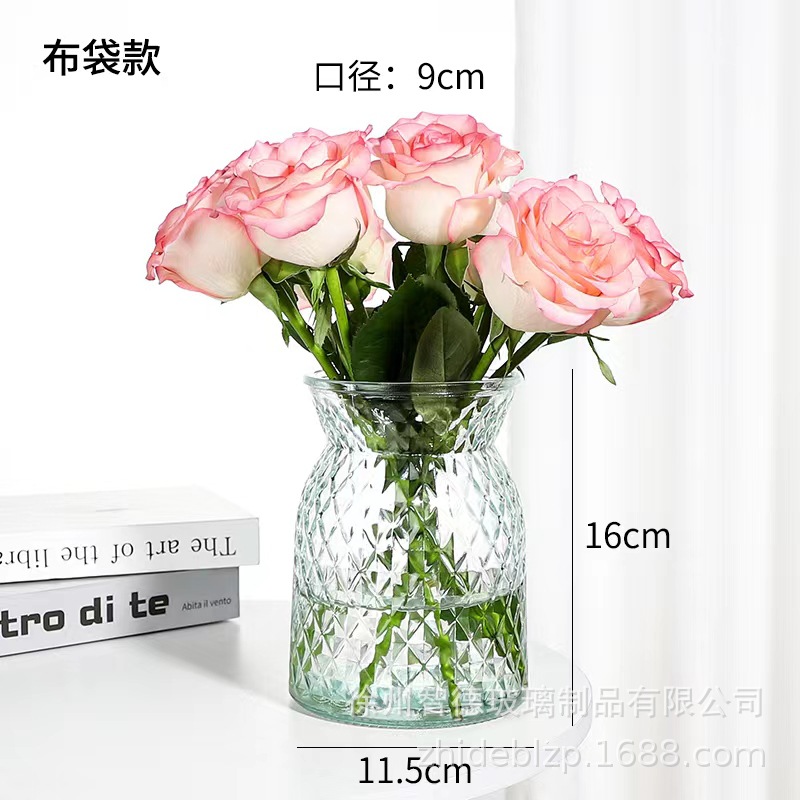 INS estilo florero de vidrio simple arreglo de flores transparente flor hidropónica planta verde florero sala de estar mesa de comedor Decoración