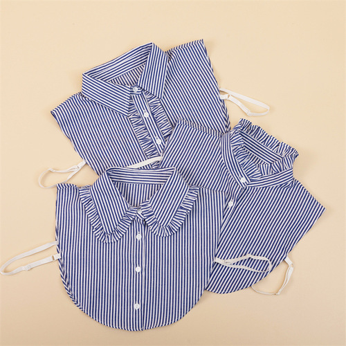Factory direct sales fake collar, new arrival denim shirt with fake collar, classic striped fake collar half-shirt