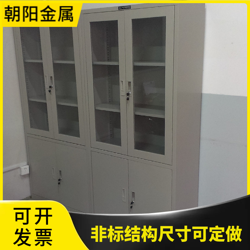 Jiangsu Steel Office File Cabinet Iron Storage Cabinet Glass Door File Cabinet Narrow Side Double Door Floor Cabinet Thickened