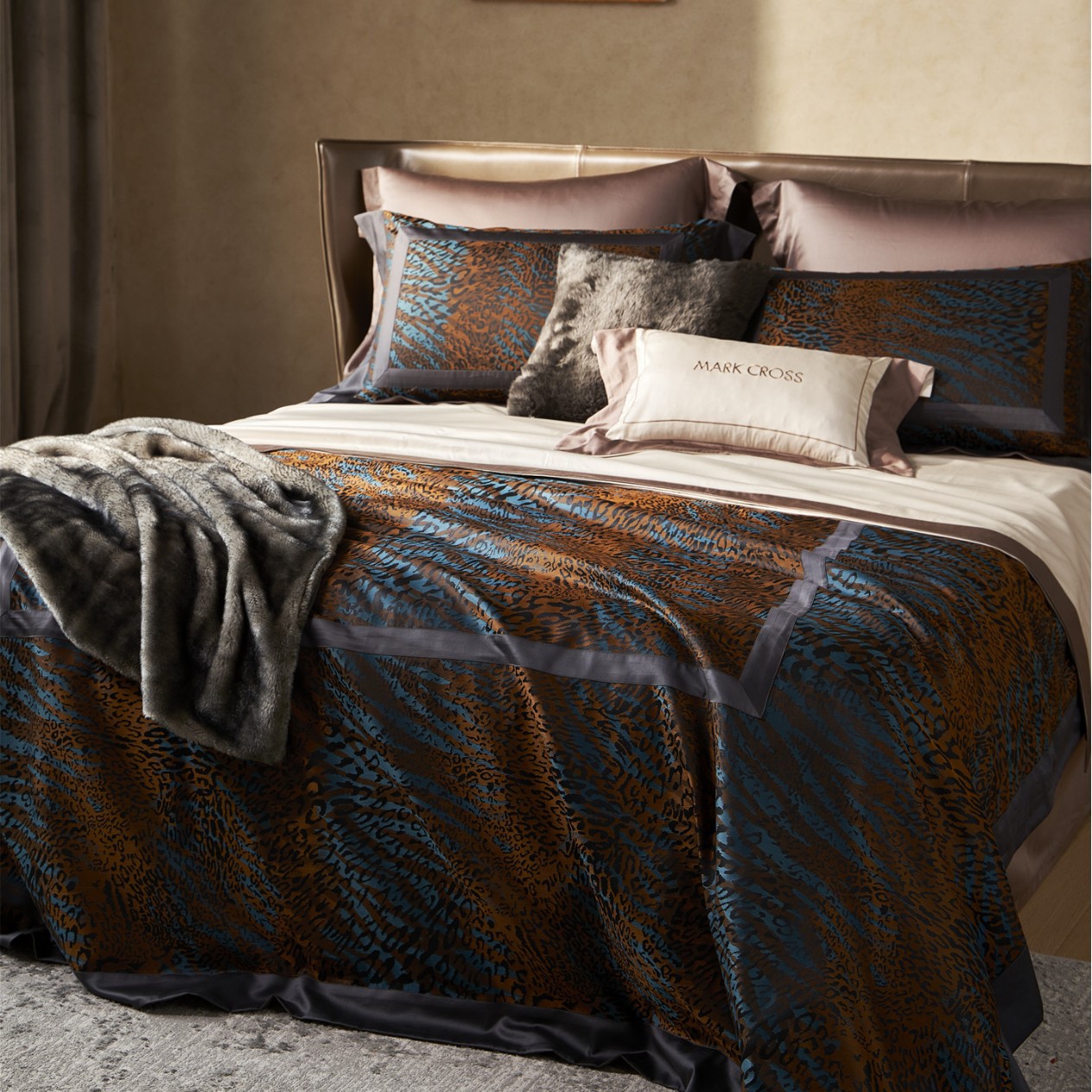 Mark High Luxury Beast Style Leopard Print Yarn-Dyed Jacquard Bedding Awati Pure Cotton Long-Staple Cotton Four-Piece Set