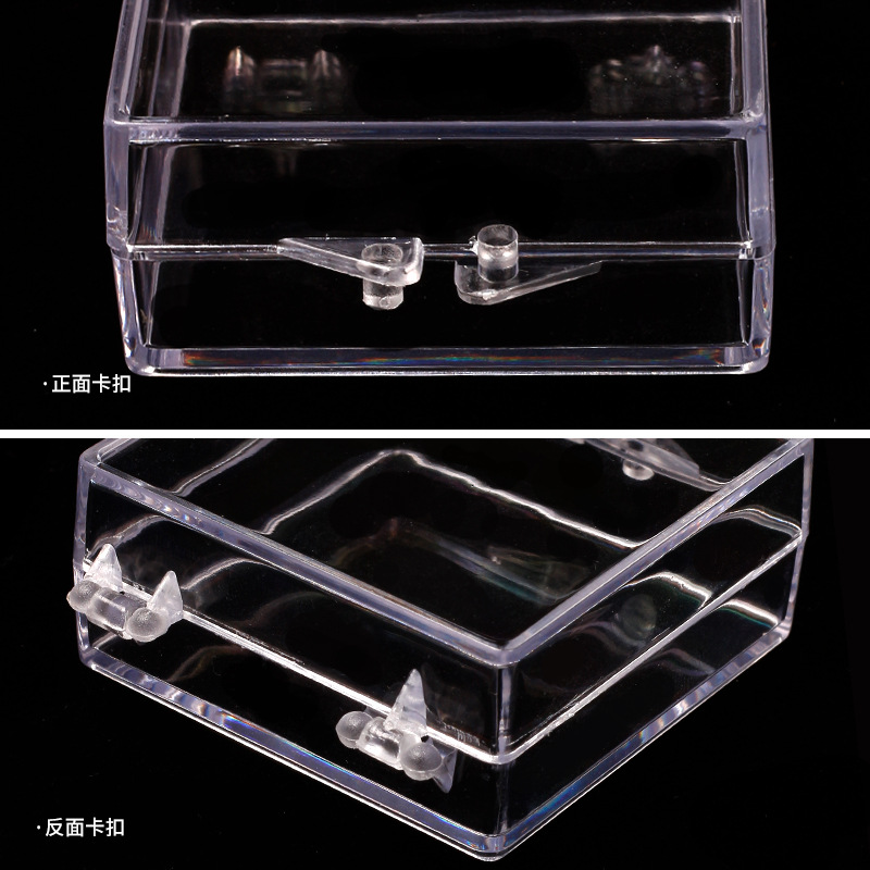 Nuevo tipo de caja de almacenamiento de uñas de alta gama transparente cuadrada caja de herramientas de tapa de flip, caja especial de almacenamiento de uñas de manicura