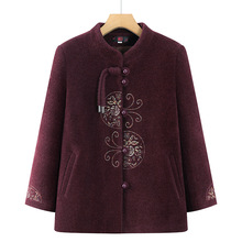 中老年人外套女奶奶秋冬装新款妈妈加绒衣服仿貂绒老太太唐装批发