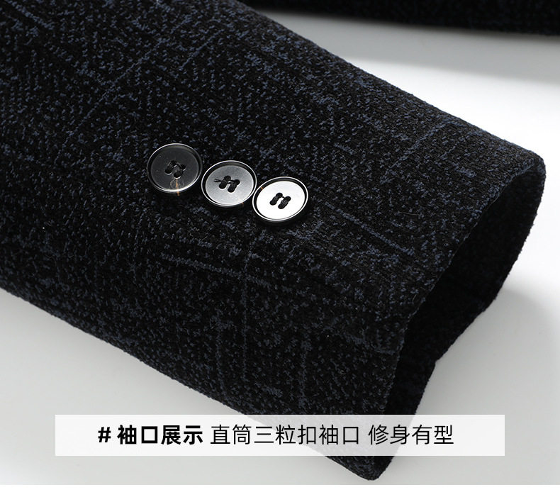Áo vest nam dáng ôm, lót nhung giữ ấm, cổ áo vest một hàng hai nút, tay dài — Xám đậm, Đen xám chi tiết 24