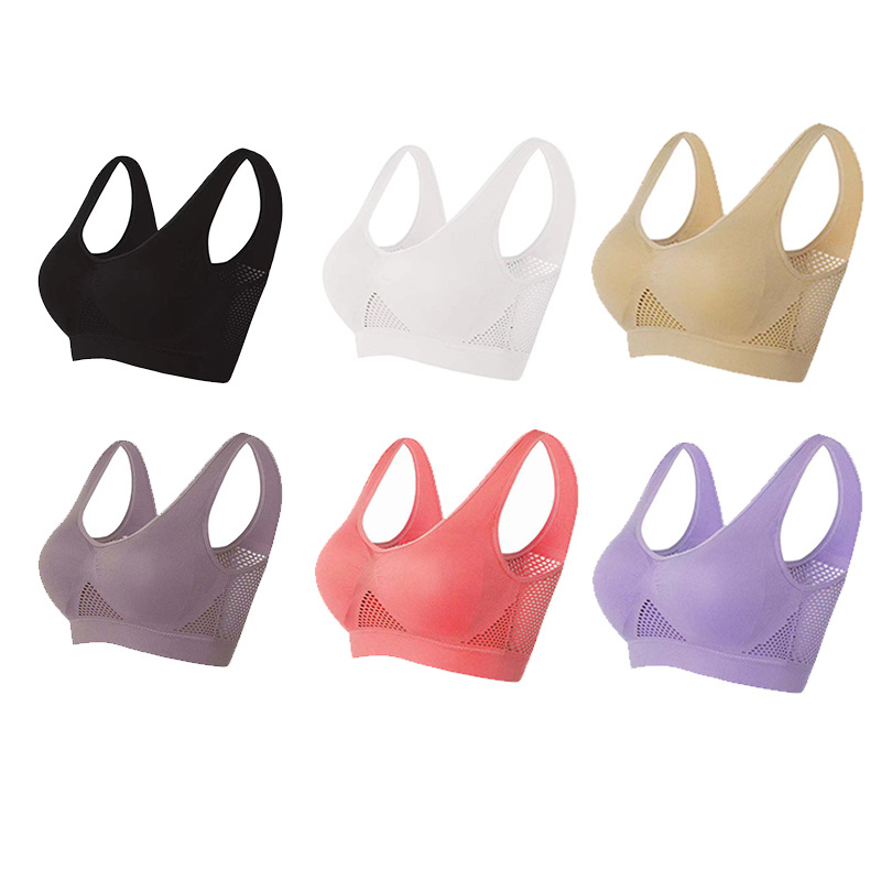 Deporte Sujetador malla hueco-hacia fuera respirable agujero deportes sujetador transfronterizo más tamaño yoga correr fitness deportes ropa interior