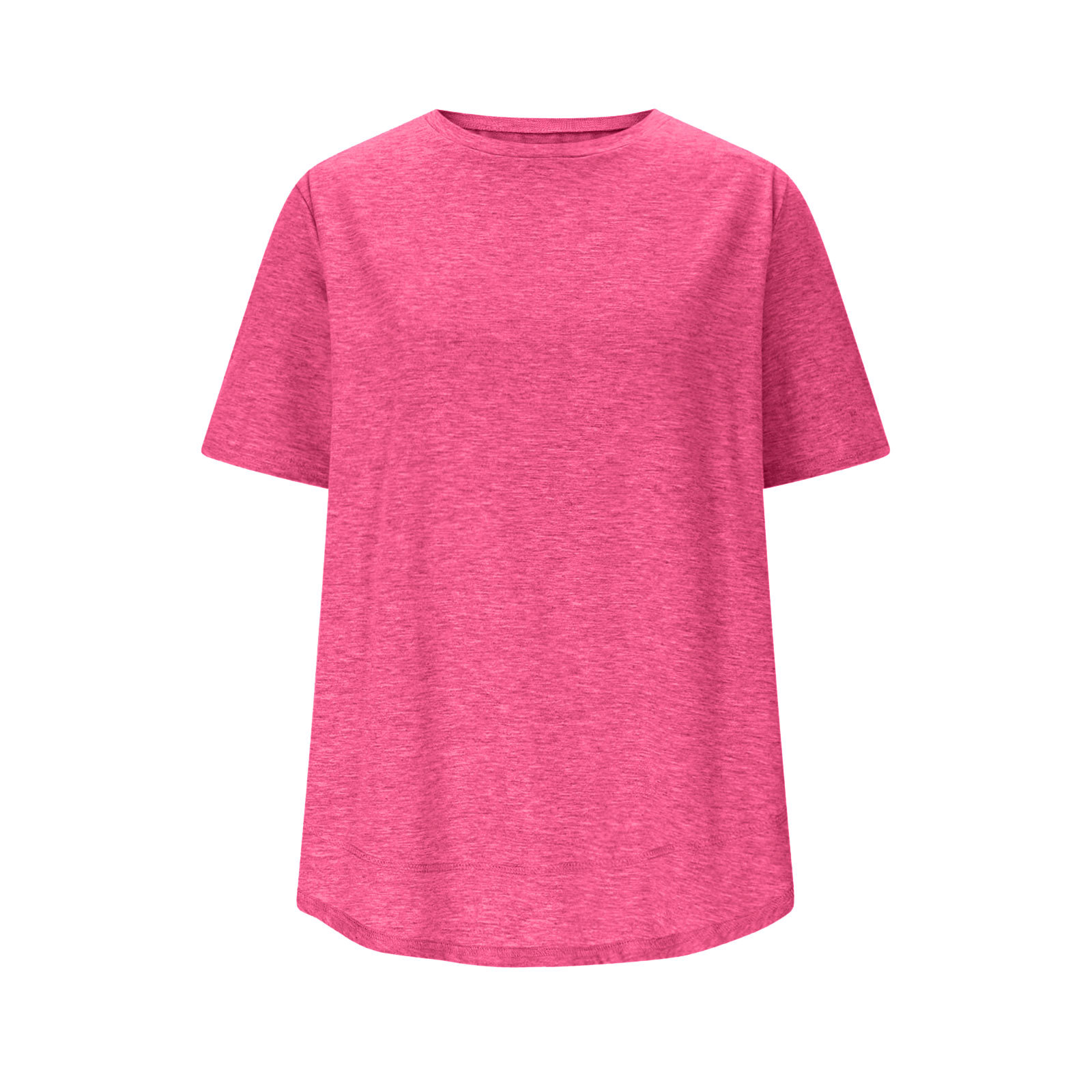 European And American Cross-border Summer New Women's Casual Loose Fashion Short-sleeve Solid Color Round-neck Pullover_ecoleips.com