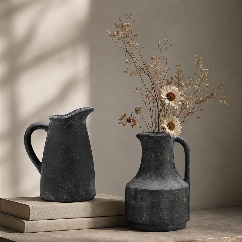 Cross-Border Wabi-Sabi Retro Ceramic Vase, Rustic Pottery Dried Flower Arrangement Vessel, Living Room Home Desktop Decoration Ornament, Souvenir Gift Cross-Border Wabi-Sabi Retro Ceramic Vase, Rustic Pottery Dried Flower Arrangement Vessel, Living Room Home Desktop Decoration Ornament, Souvenir Gift