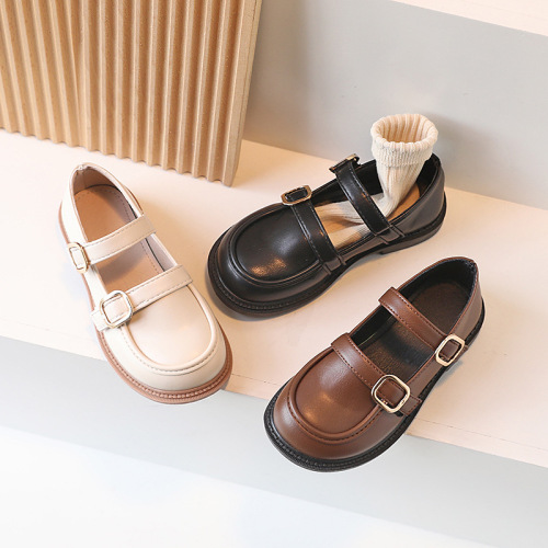 Black leather shoes for girls, 2024 spring and autumn new children's shoes, single shoes with soft soles, stylish princess shoes