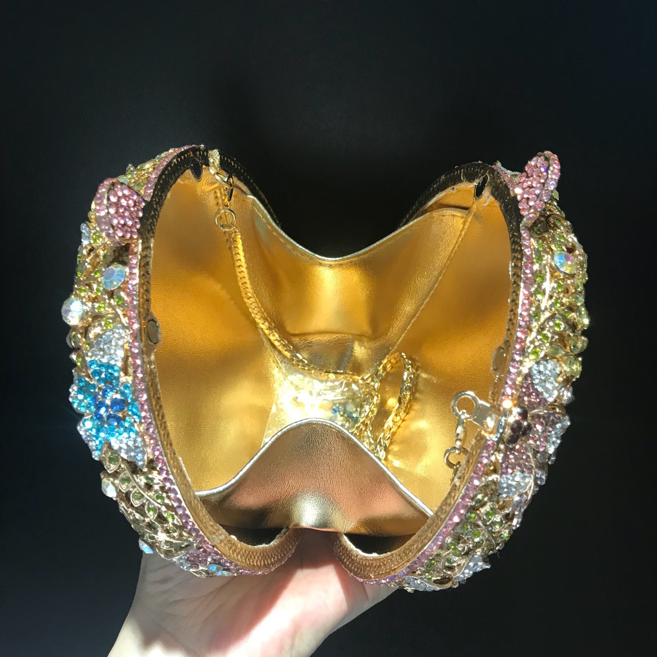 Túi clutch dạ tiệc đính đá hình tròn hoa lúa mạch phong cách Âu Mỹ — Tùy chỉnh cá nhân 1 chi tiết 5