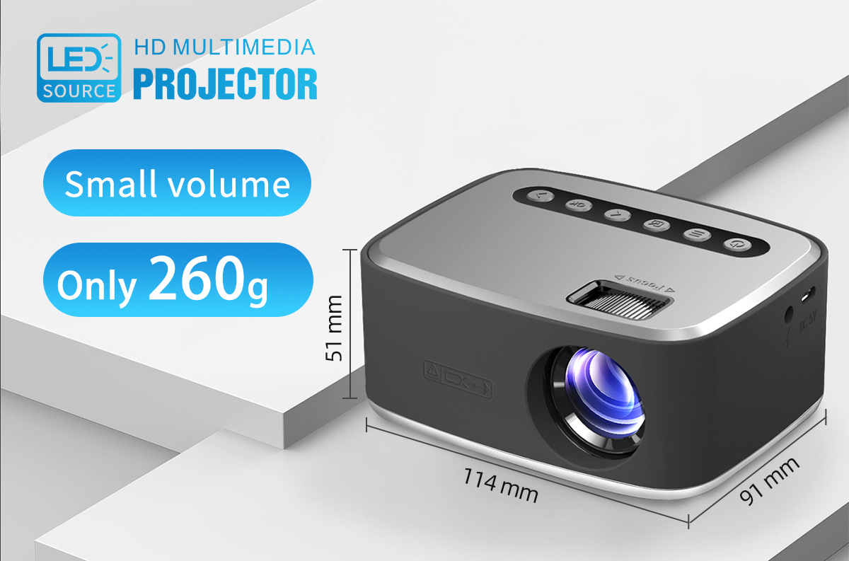 T20 Home High-Definition Entertainment LED Mini Projector 1080P TV USB