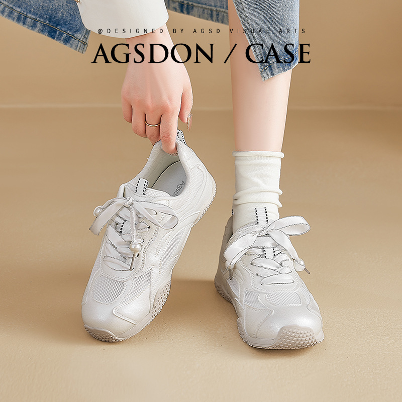 Augu ShiDeng red zapatos blancos para mujeres 2026 nuevo tipo de primavera zapatos deportivos casuales con suela blanda zapatos de entrenamiento de la escuela