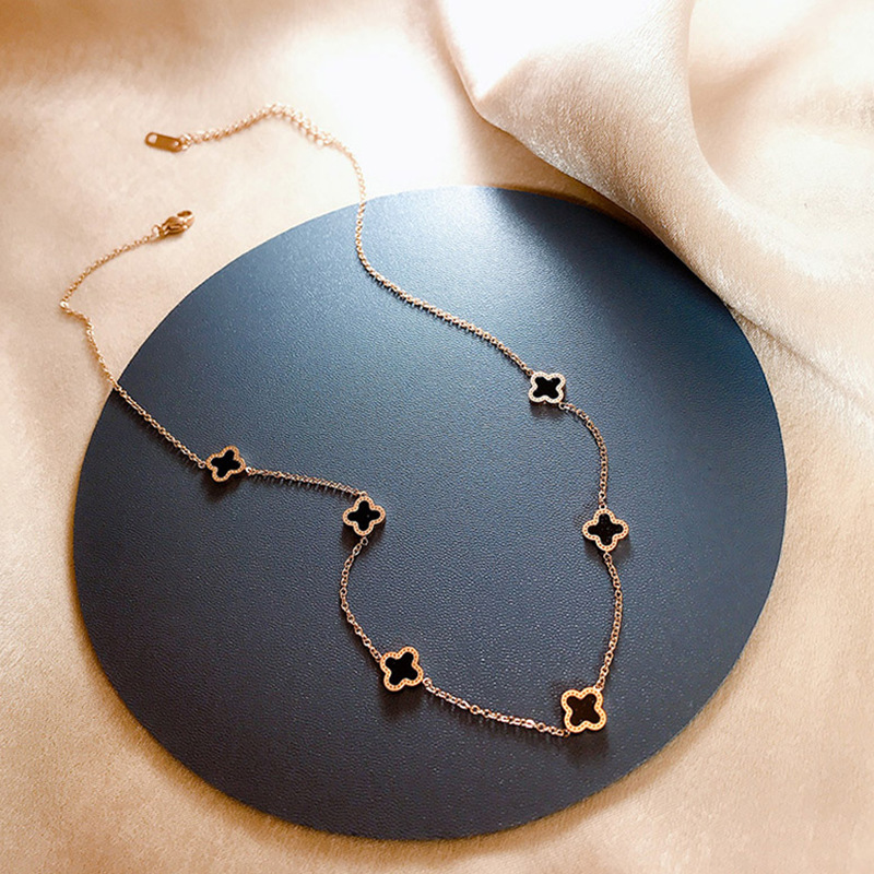 Ontwerperstijl Sen-serie Vierbladige grasketting Damesbloemkraagketting Mode Temperament Sieraden Veelzijdige accessoires_voghion.com