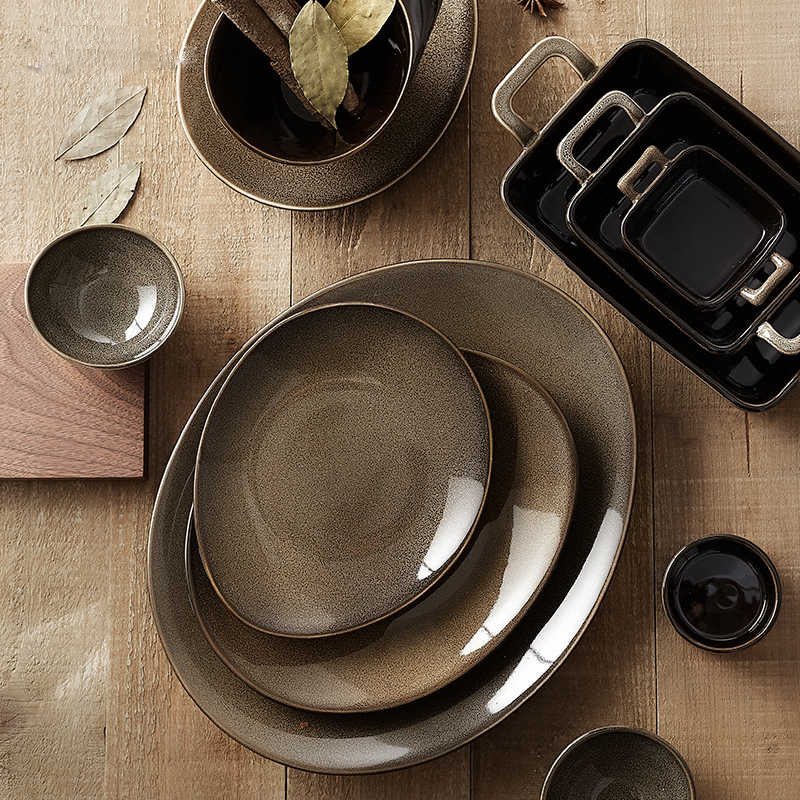 Transfronterizos LZ LICang cerámica cubiertos de ensalada de frutas de lujo ligero platos de arroz tazas de té caseras