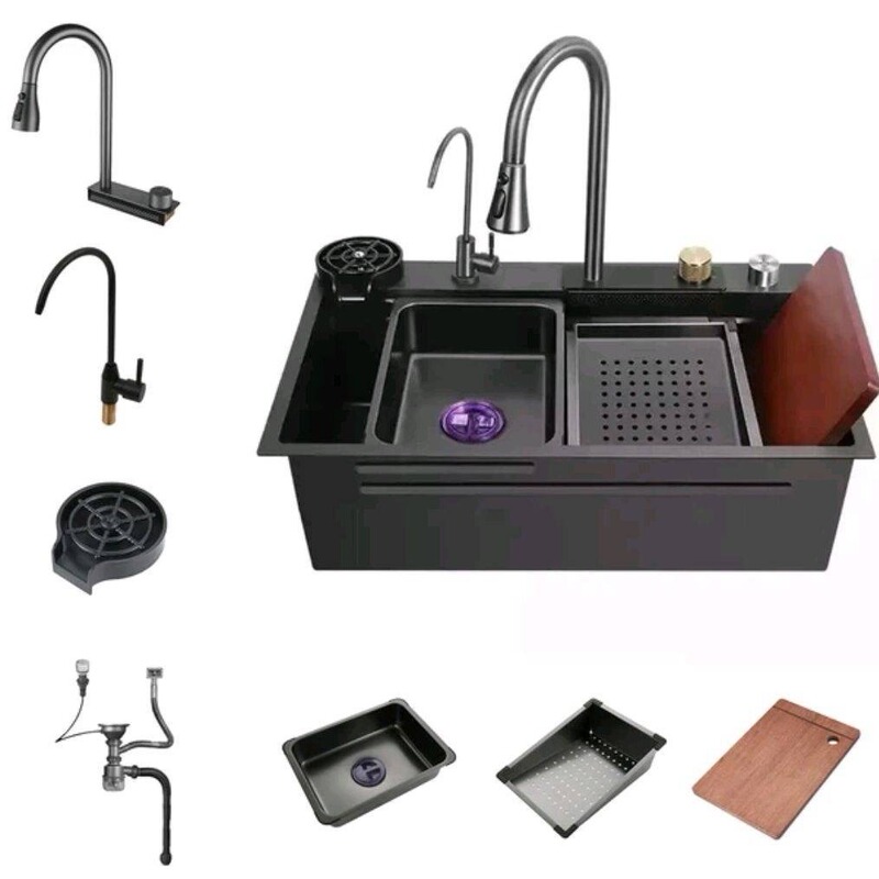 Feiyu Stainless Steel Sink Household Large Single Sink Black Nano Kitchen Sink Sink Sink Table Controlled Sink