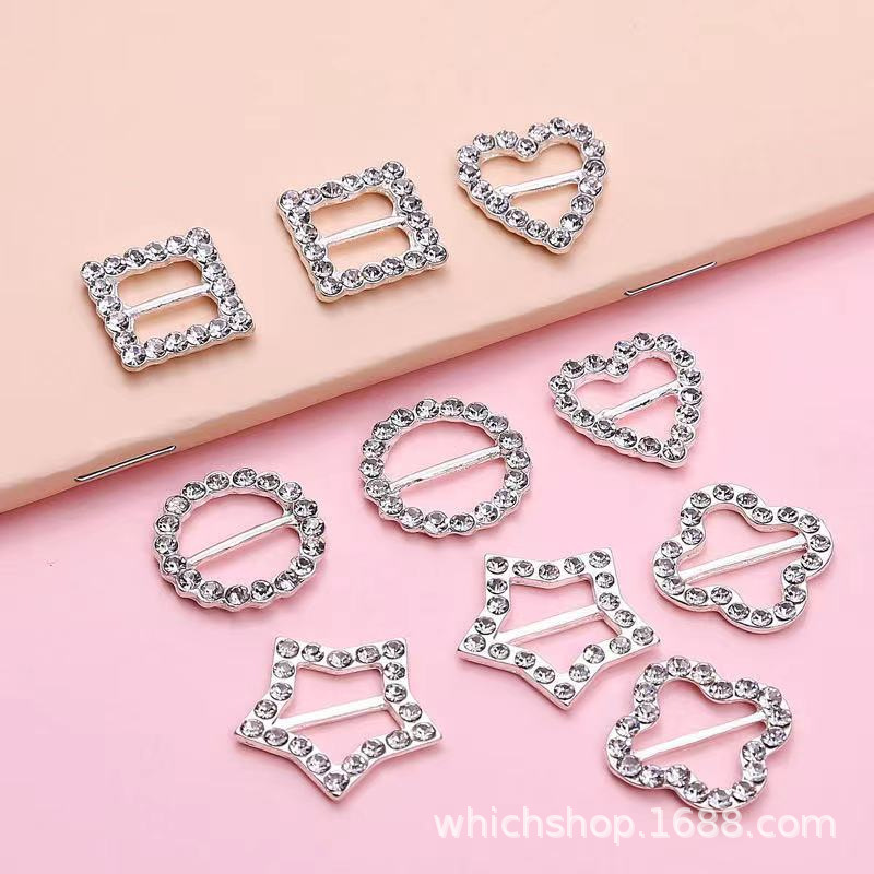 Bricolaje hecho a mano accesorios para el cabello aleación redonda estrella de cinco puntas cuadrado melocotón corazón trébol diamante hebilla accesorios ropa zapato hebilla Accesorios