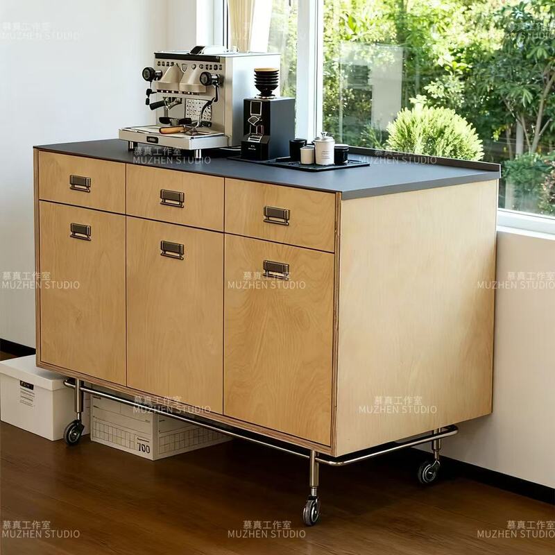 Mobile Stainless Steel Sideboard, Half-Wall Coffee Machine Storage Cabinet, Workstation, Storage Cabinet, Marine Board, Wheeled Sideboard Mobile Stainless Steel Sideboard, Half-Wall Coffee Machine Storage Cabinet, Workstation, Storage Cabinet, Marine Board, Wheeled Sideboard