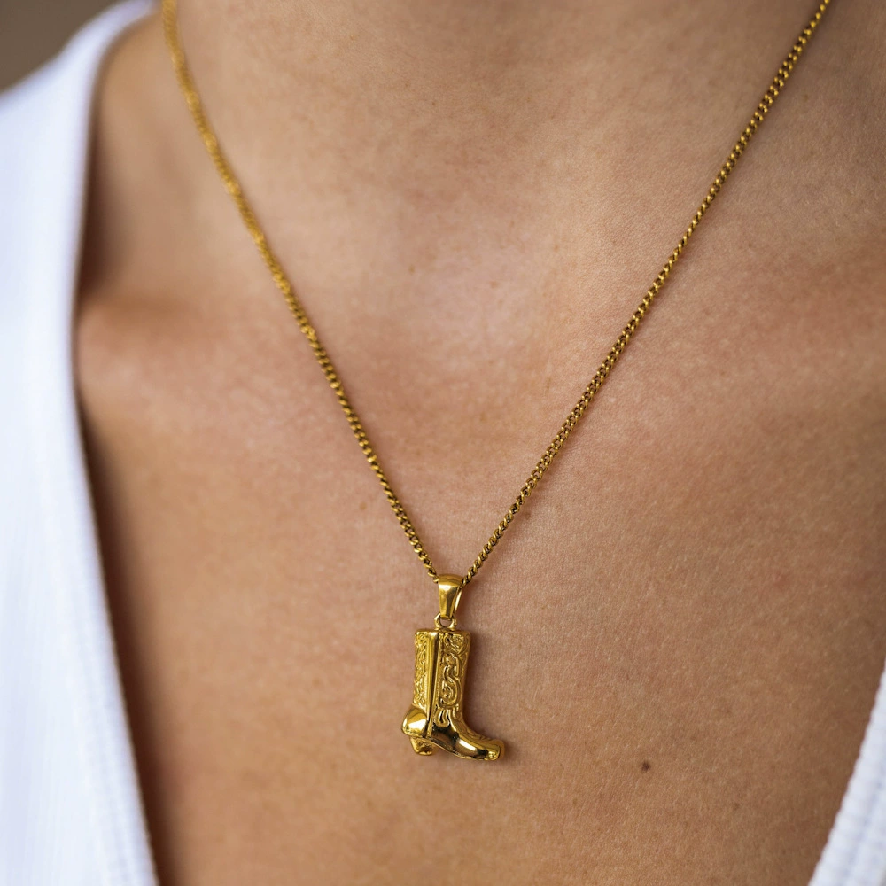 Новый ковбойский кулон в стиле вестерн, ювелирные изделия, европейские и американские ковбойские сапоги, кулон, простое ожерелье, медные серьги с пряжкой для ушей