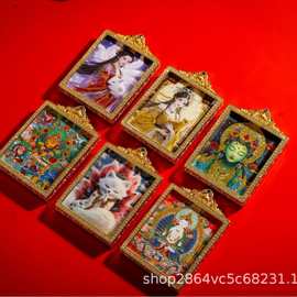 西藏全手绘热贡唐卡自在观音吊坠佛像佛牌泰国泰牌特色工艺品新款