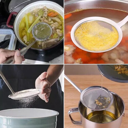304 Stainless Steel Oil Skimmer Ultra Fine Filter Oil Strainer Oil Skimmer Hot Pot Mesh Strainer Oil Filtration Foam Spoon 
