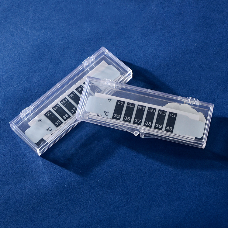 盒装额头温度贴带英文说明液晶感温人体温度测量PET额头测温贴