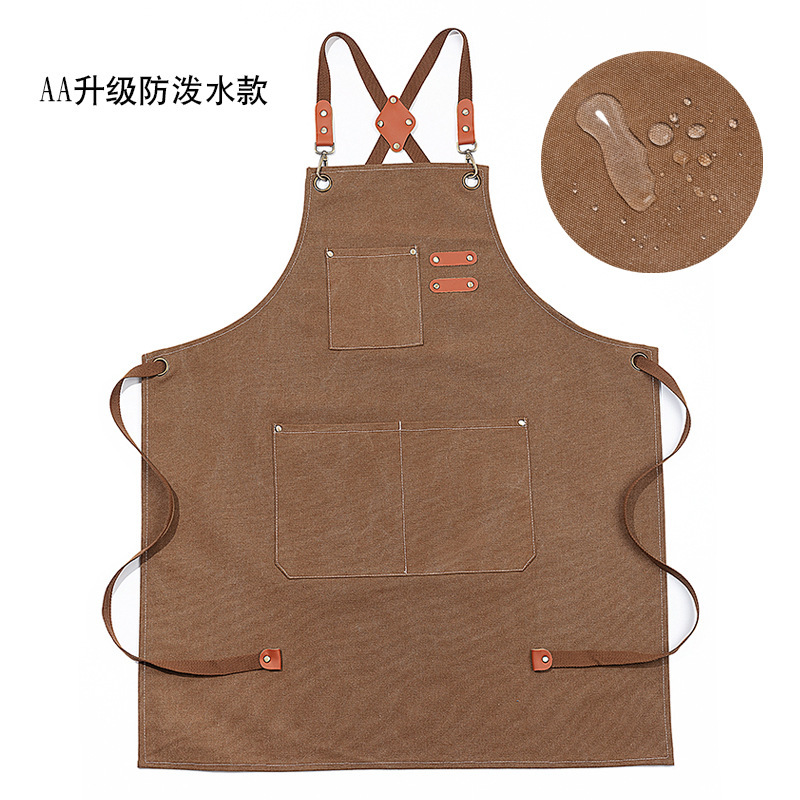 Algodón grueso delantal de lona de comercio exterior denim transfronterizo cocina doméstica tienda de té de leche delantal de ropa de trabajo al por mayor