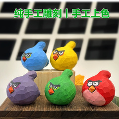 木雕摆件奋斗小鸟批发纯实木手工雕刻可爱木质卡通小鸟工艺品装饰