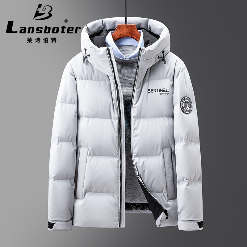 Winter new white duck down hooded down jacket men's thickened youth trendy short down jacket cold-proof down jacket
