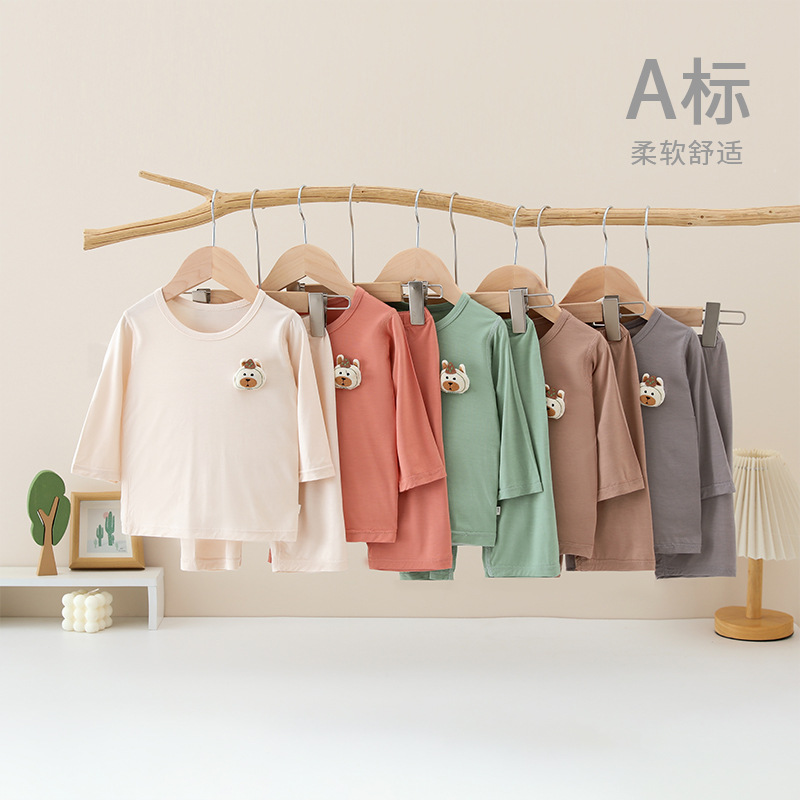 Children's Short-Sleeved Suit, Home Clothes, Pajamas, Girls and Boys, Thin Baby Summer Clothes, Class a Pure Cotton Children's Clothing, Casual