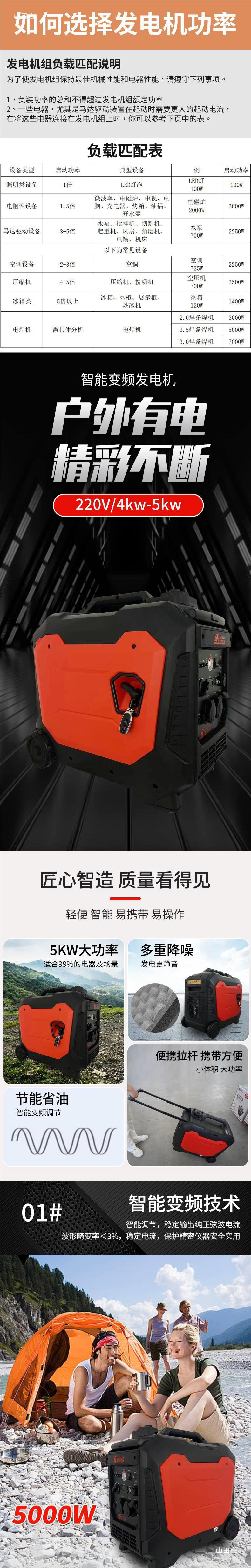 Inverter 220V Generator Small Household Outdoor Portable Rv 3/4/5/6Kw High-Power Gasoline Engine Other