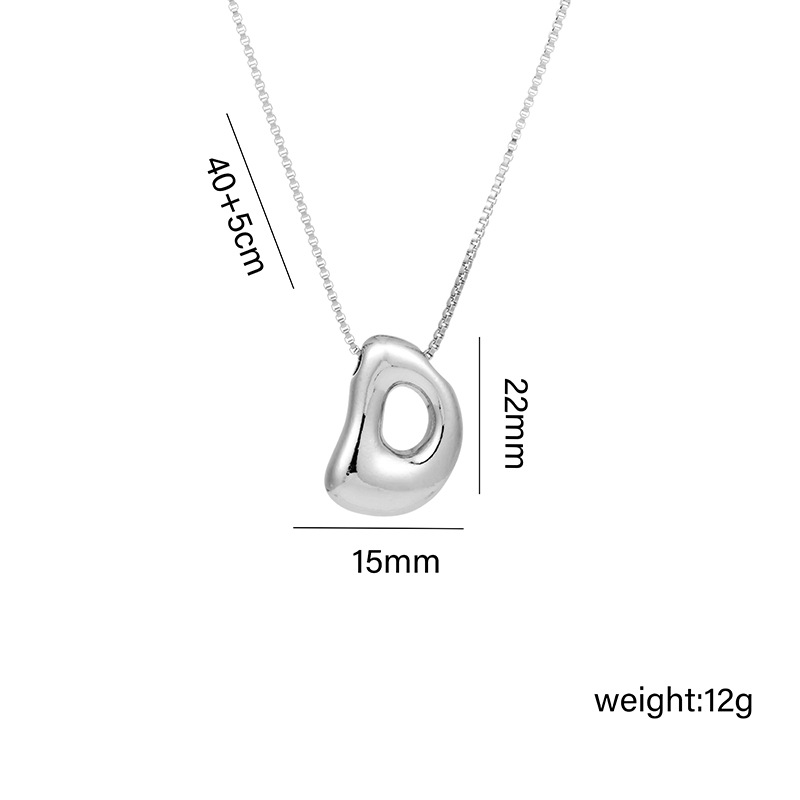 12g Weight Vacuum Plating Gold Plating Process White Gold Plated Plating Material Copper Pendant Material Pendant Necklace Classification Copper Chain Material 1 Piece Quantity Daily Occasion Copper Material Letter Pattern Women's Gender Plating Design Basic Style Copper White Gold Plated Basic Plating Letter Pendant Necklace 4