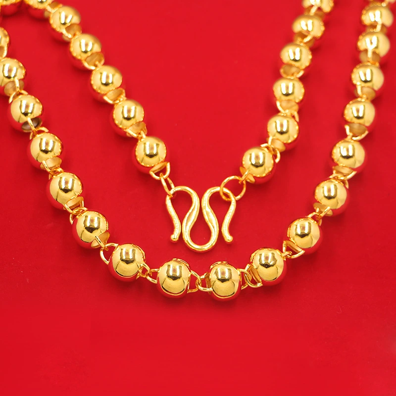 Большое разрезное Buddhist бус necklace крупного размера высокая гальваника имитация вьетнамский песок золото пустые бусины круглые бусины и медь золотистого цвета - мужские ювелирные изделия