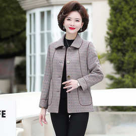 中老年妈妈春装洋气外套女奶奶装春秋翻领上衣2026新款老年人衣服