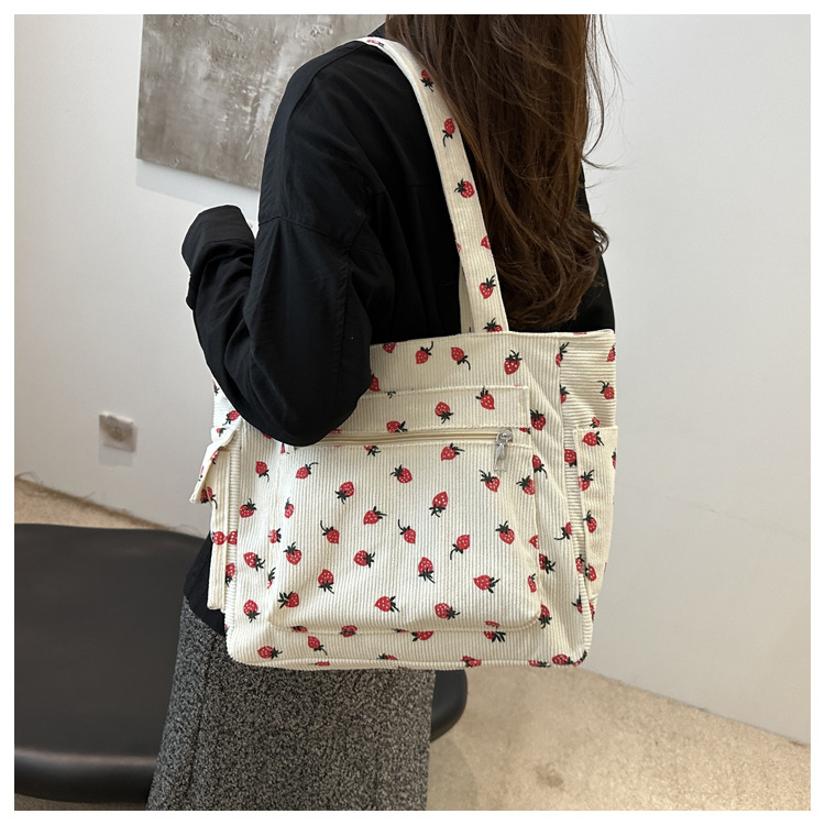 Umhängetasche mit großem Fassungsvermögen für Reisen, Cord-Handtasche, vielseitige Schultertasche, Damen-Einkaufstasche, Pendler-Notebook-Schultasche, neu – Detail 15