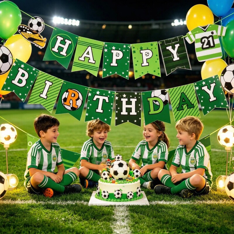 Cross-Border Birthday Atmosphere Decoration Football-Themed Merchandise Fishtail Flags Party Decoration Supplies Green Banner Props Cross-Border Birthday Atmosphere Decoration Football-Themed Merchandise Fishtail Flags Party Decoration Supplies Green Banner Props