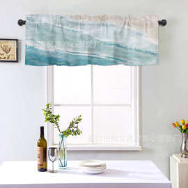 亚马逊渐变遮光窗帘厨房蓝色短窗帘卧室客厅单面板装饰成品窗帘布