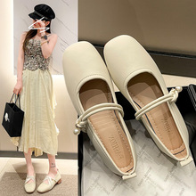 浅口简约复古法式粗跟玛丽珍鞋女2023新款秋冬方头小香风浅口单鞋