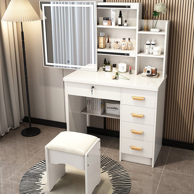 Alta sensación de ensamblaje de dormitorio mesa de maquillaje mini gabinete de maquillaje en línea popularidad moderna simple mesa de maquillaje