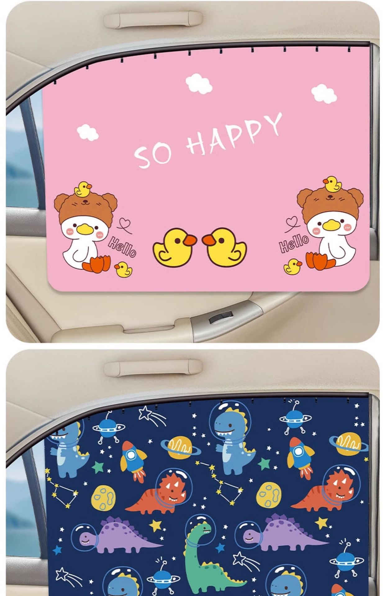 Upgraded Embedded Slide Track Car Sunshade Curtain Blackout Sun Protection Heat Insulation Car Car Cartoon Car Window Privacy Curtain