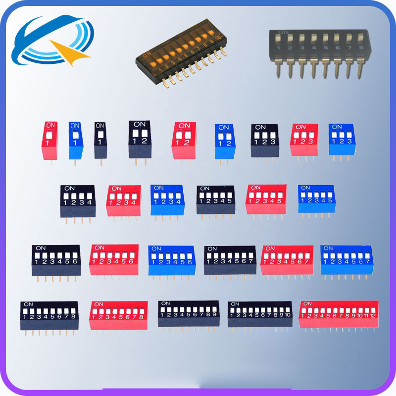 贴片拨码开关2.54 3位收音机1.27多位侧按DIP编带指拨开关