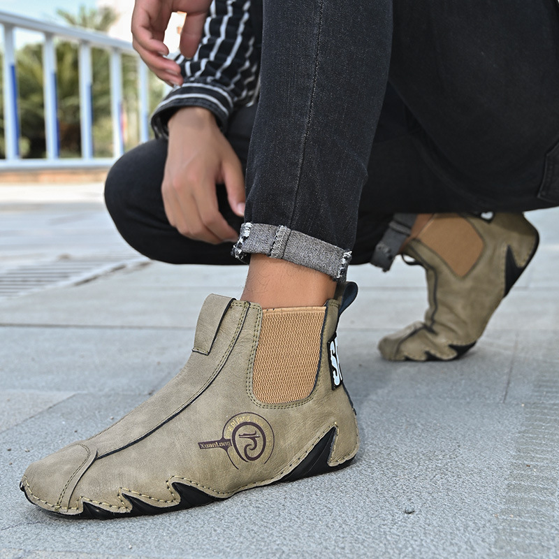 Toamna și iarna, cizme Martin înalte pentru bărbați, mărime mare, din piele de vacă autentică, din bumbac, calde, pentru toamnă și iarnă_voghion.com