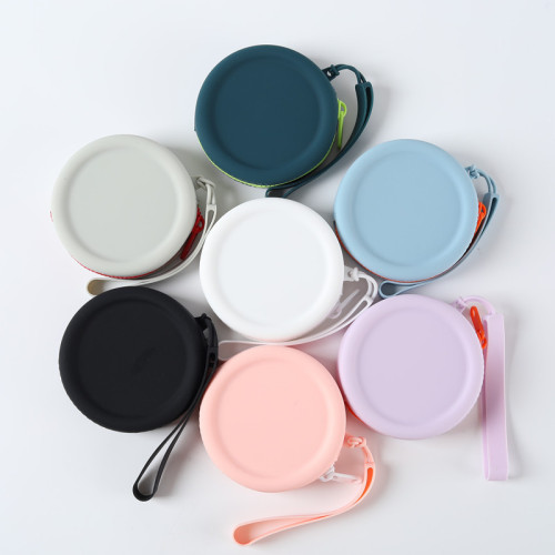 Silicone Case Round Zero Wallet, Solid Color Earphone Data Cable Lipstick Storage Bag Portable Zipper Key Bag