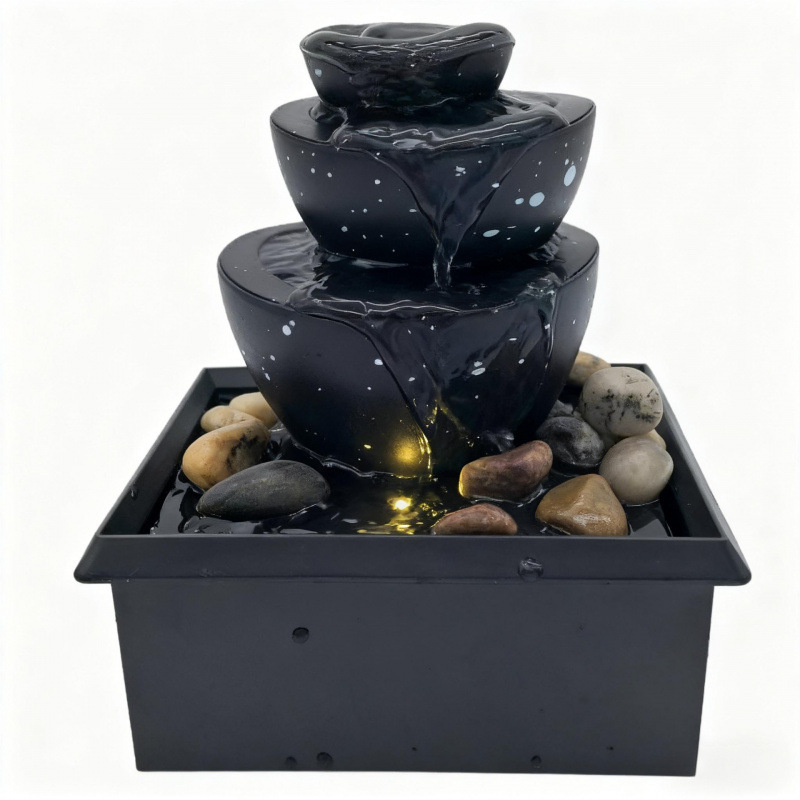 Fuente de Agua Corriente de Mesa de Plástico, Silenciosa con Luz para Decoración de Interiores image 16