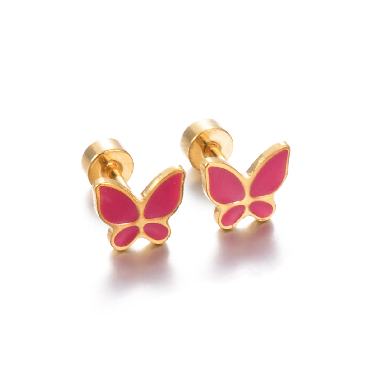 1 Pair Cute Geometric Enamel Plating Stainless Steel Ear Studs display picture 5