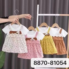 Summer Korean Baby Toddler Girls' Print Princess Cotton Short-Sleeve Dress Children's Skirt