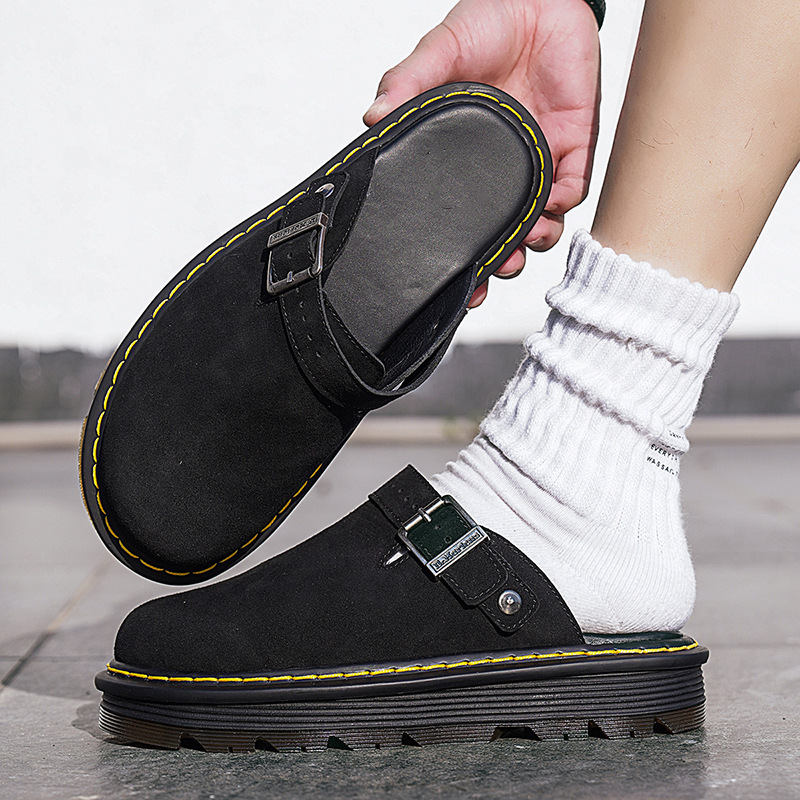 Cross-Border Large Size Couple Slippers Genuine Leather Men's Shoes Women's Shoes Sandals Casual Trendy Slippers Ultra-Light Popular Beach Shoes