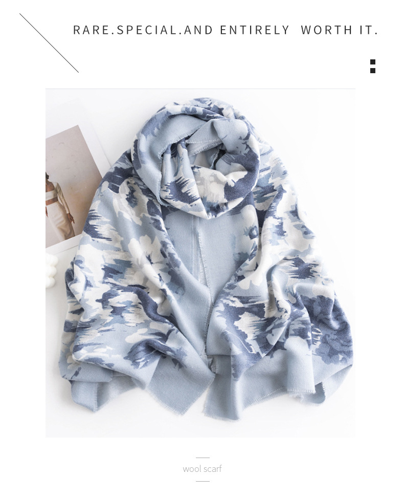 Sciarpa donna stile etnico stampa rose scialle invernale cachemire_voghion.com