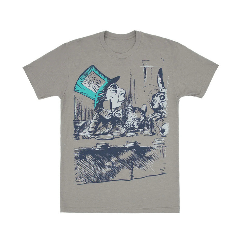 Dinner with Animals Literature Series Books Artistic American Style Casual Fresh Style Men's and Women's Direct Spray Short-Sleeved T-Shirt Dinner with Animals Literature Series Books Artistic American Style Casual Fresh Style Men's and Women's Direct Spray Short-Sleeved T-Shirt