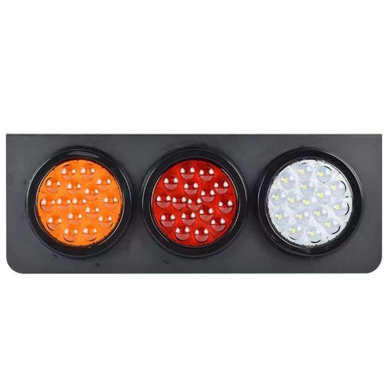 Round 24V Trailer Tail Light, Led Rear Light with Turn Signal, Brake, and Reverse Functions, Super Bright, Waterproof, Universal Type