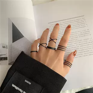 Комплект колец малого дизайна, простой элегантный стиль легкой роскоши, сплав/медь, регулируется 0.8–1.5 см